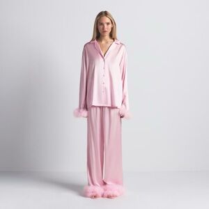 Skims pink feather trim long set (new w/tags)